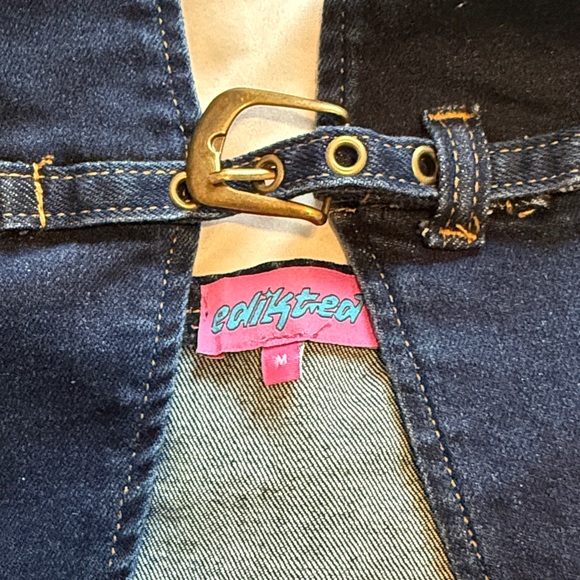 Edikted Dark Blue Denim Halter Top - Picture 2 of 3